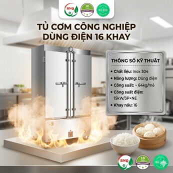 Tủ cơm công nghiệp dùng điện 16 khay BNQ