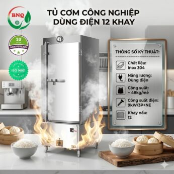 Tủ cơm công nghiệp dùng điện 12 khay BNQ