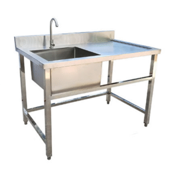 Bàn chậu rửa inox 1 hố có bàn bên BNQ