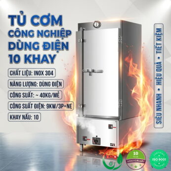 Tủ cơm công nghiệp dùng điện 10 khay BNQ