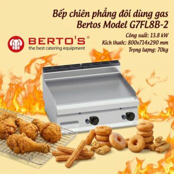 Bếp chiên phẳng đôi dùng gas Bertos Model G7FL8B-2