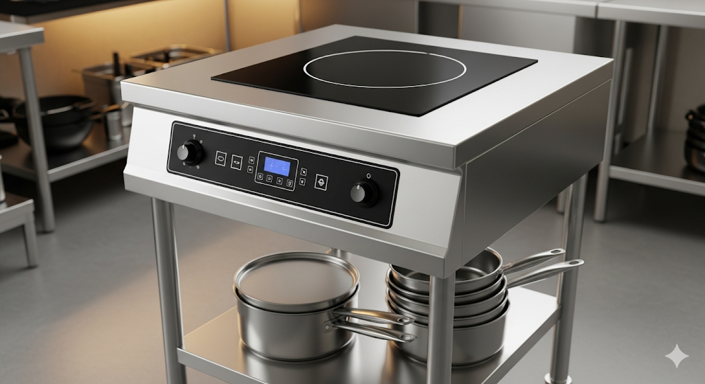 Bếp hầm từ đơn công nghiệp chân inox 3kW đến 10kW