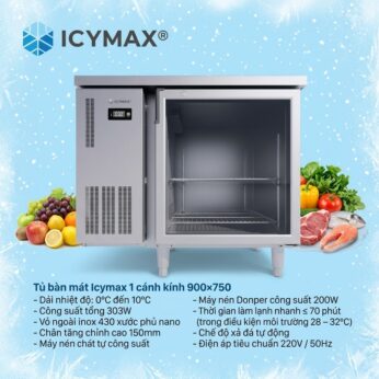 Tủ bàn mát Icymax 1 cánh kính 900×750