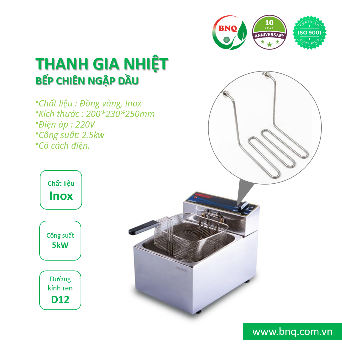 Thanh ra nhiệt bếp chiên Berjaya