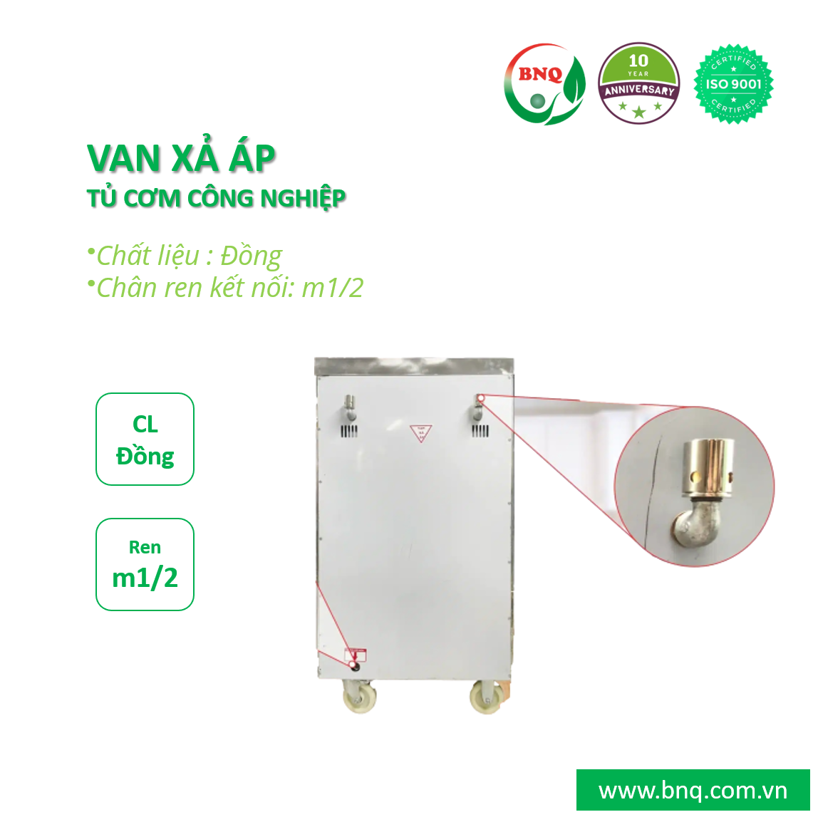 Van xả áp tủ cơm công nghiệp