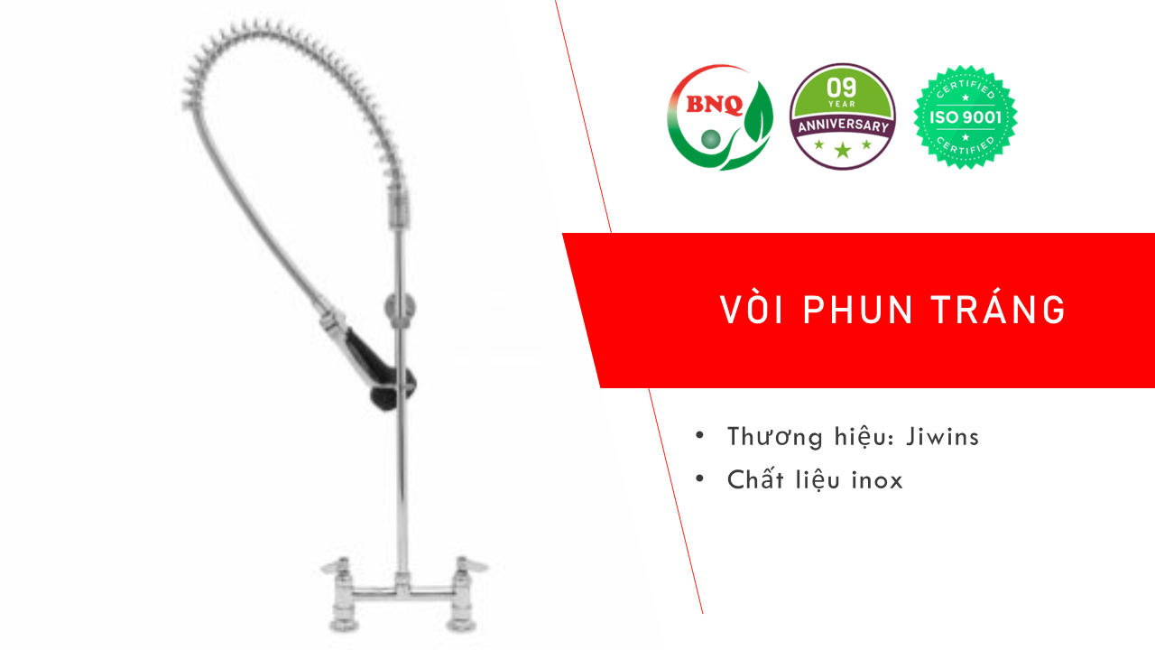 Vòi phun tráng Jiwins phụ kiện không thể thiếu trong hệ thống rửa bát đĩa băng chuyền