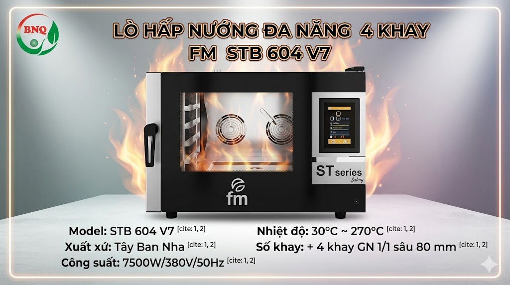 Lò hấp nướng đa năng 4 khay FM STB 604 V7