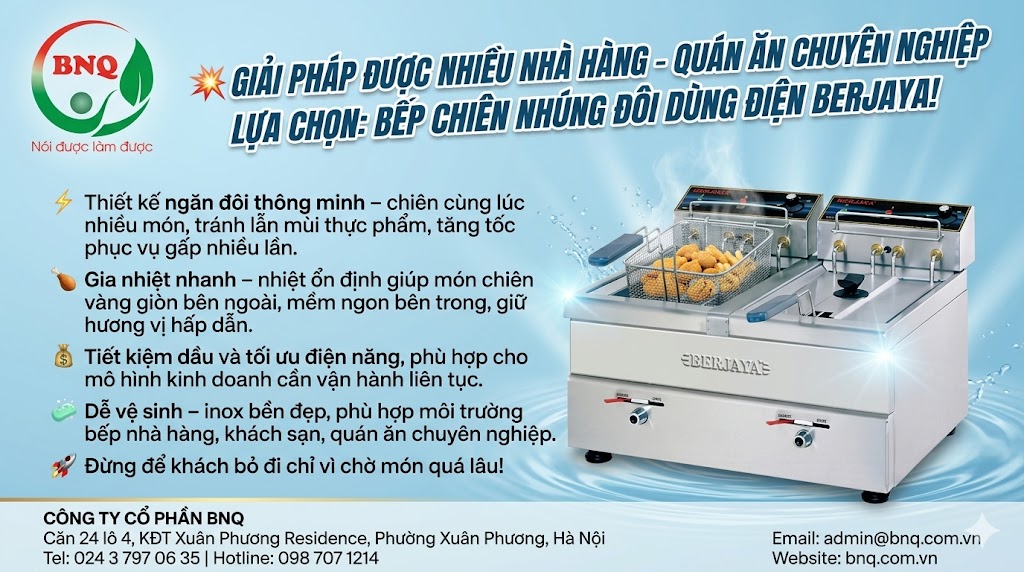 Bếp chiên nhúng đôi dùng điện Berjaya