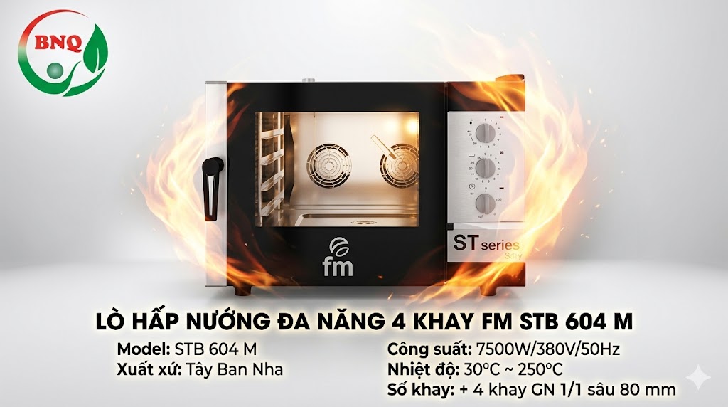 Lò hấp nướng đa năng 4 khay FM STB 604 M