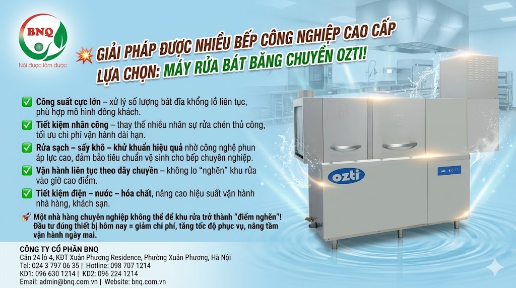 Máy rửa bát băng chuyền Ozti