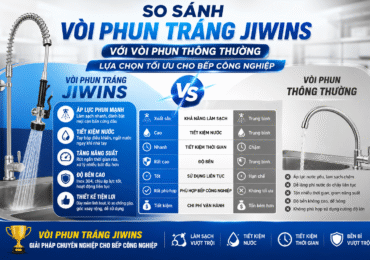 Vòi phun tráng Jiwins và quy trình sơ chế – rửa chén chuyên nghiệp