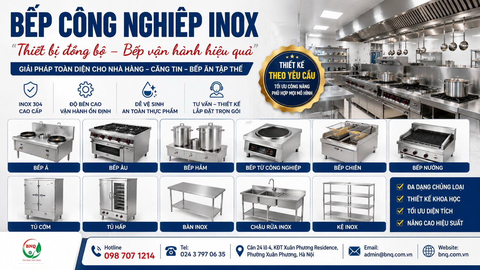 Bếp công nghiệp inox: Tổng hợp các thiết bị quan trọng cho nhà hàng, căng tin và bếp ăn tập thể