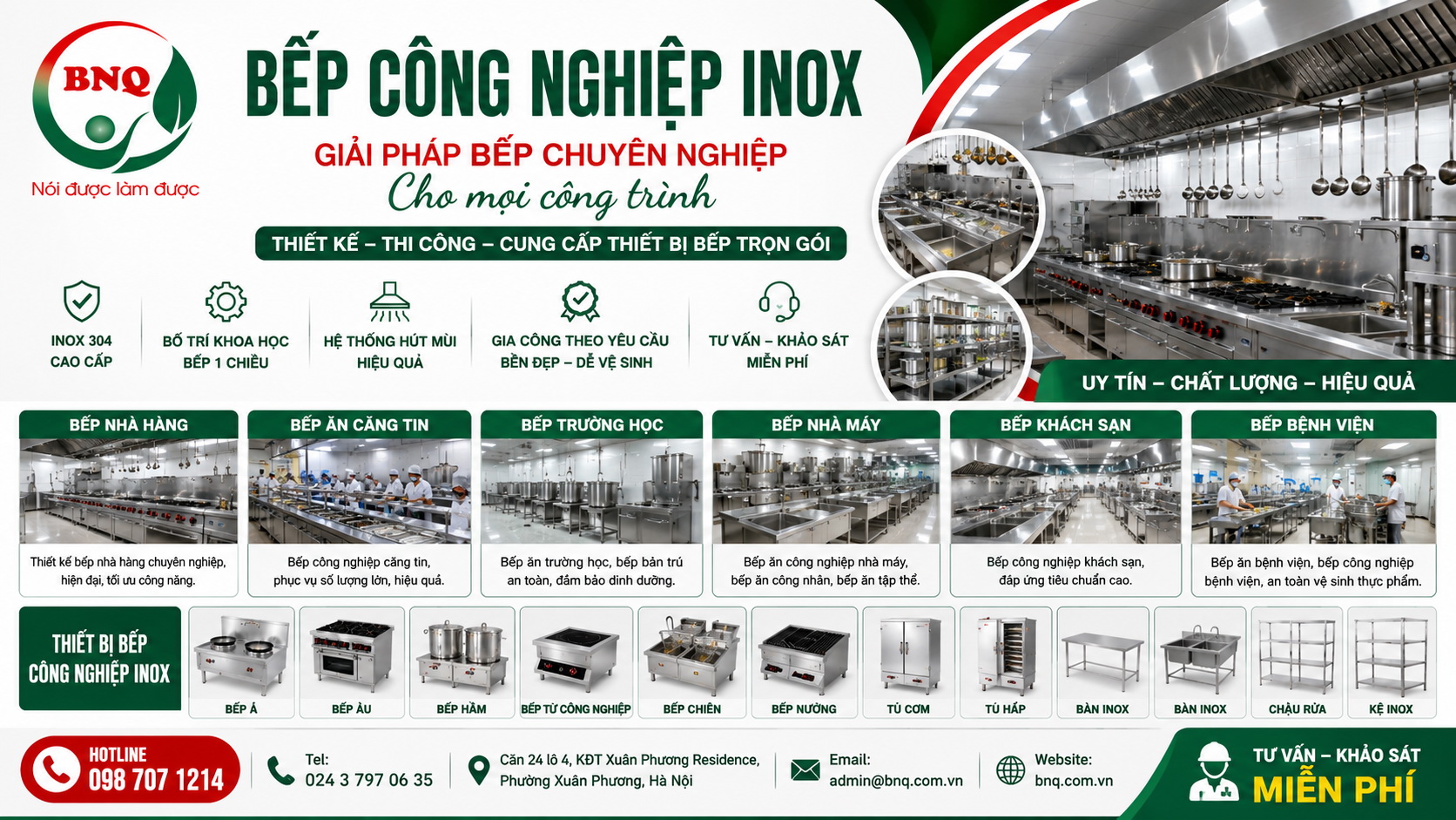 Bếp công nghiệp inox – Giải pháp thiết kế và thi công bếp nhà hàng, căng tin, trường học, nhà máy, khách sạn, bệnh viện