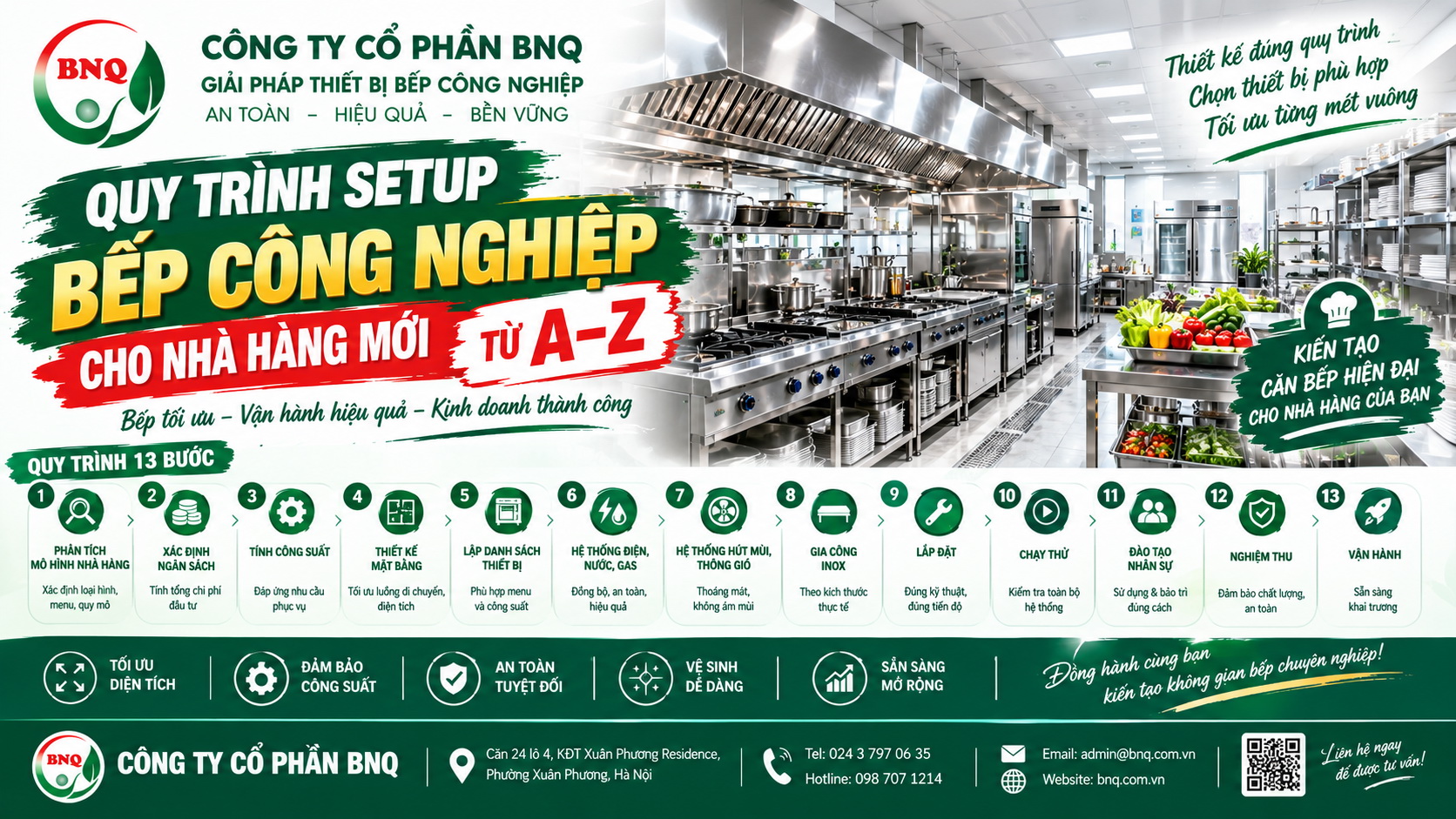 Quy trình setup bếp công nghiệp cho nhà hàng mới từ A–Z